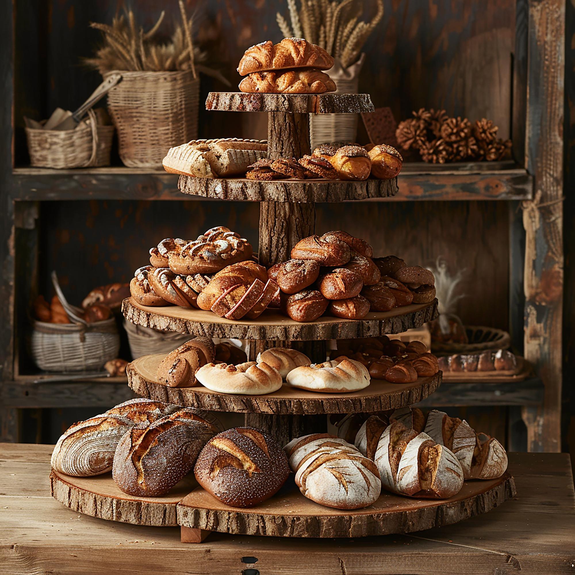 Artisanal bread and pastry display